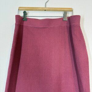 Alp-n-Rock Ida Midi Skirt Pink Slit Pull On Knit Luxury Designer Large